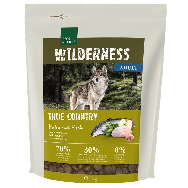 REAL NATURE Hundetrockenfutter REAL NATURE WILDERNESS True Country Adult Huhn mit Fisch 1 kg