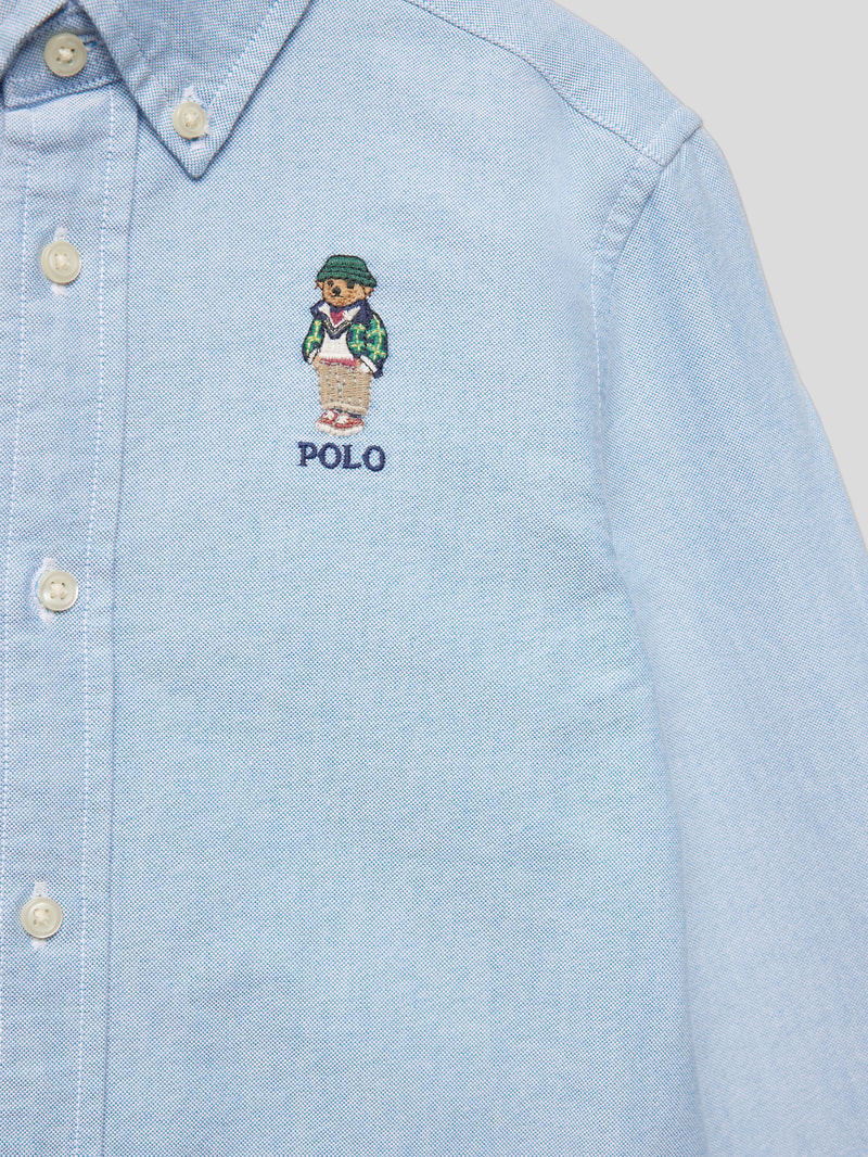 Regular Fit Freizeithemd mit Motiv-Stitching in bleu