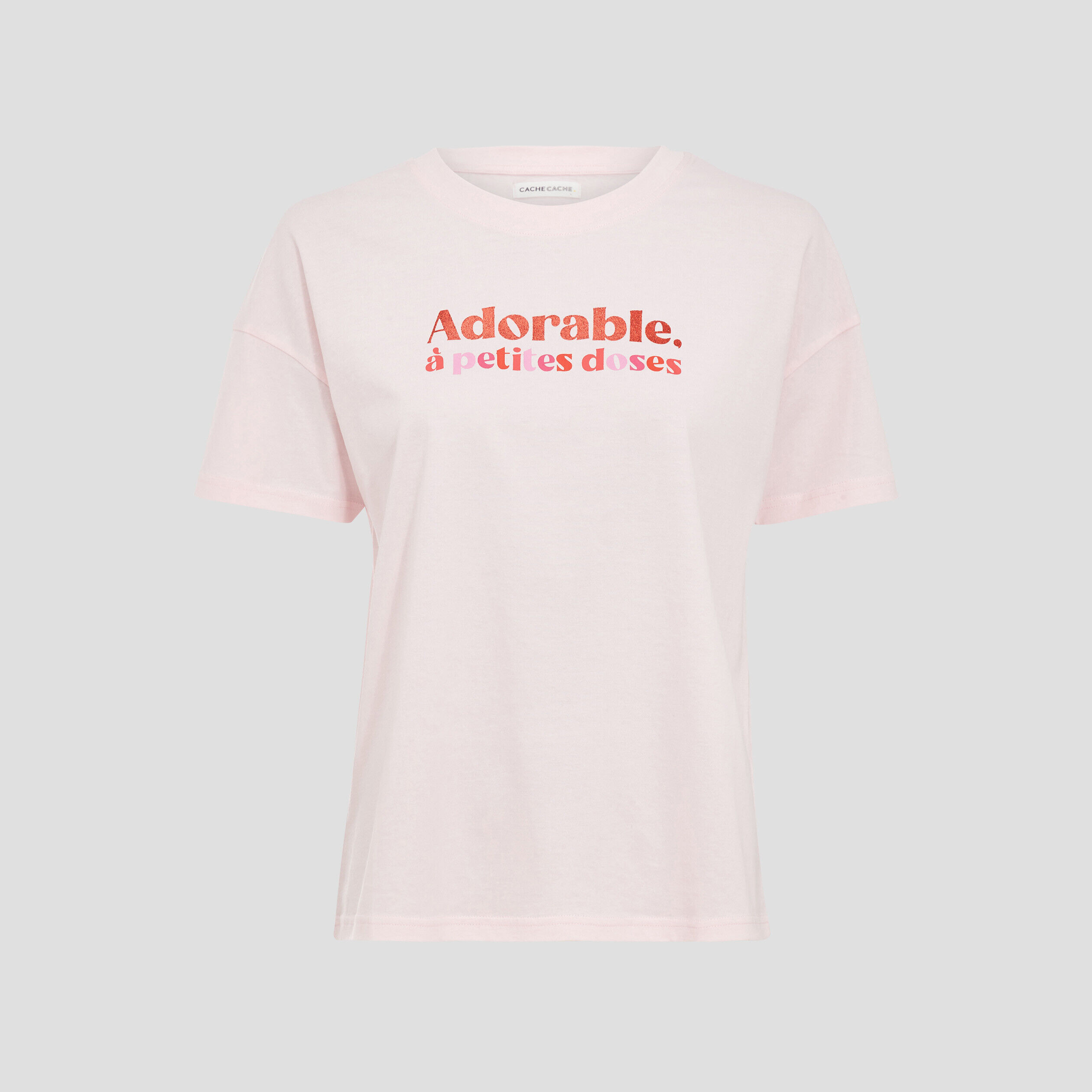 T-shirt à manches courtes rose clair femme | Cache Cache