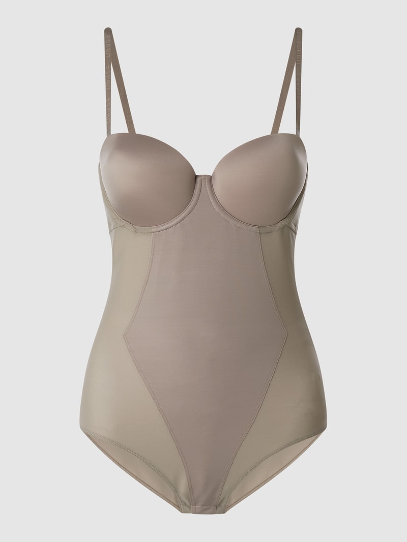 Body aus Mikrofaser - firgurformend in taupe