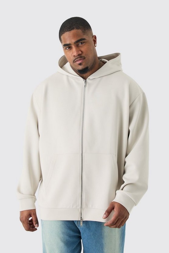Plus Oversize Scuba Hoodie mit Reißverschluss