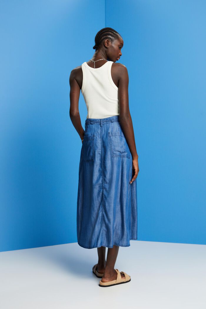 Aus TENCEL™: Midi-Rock in Jeans-Optik