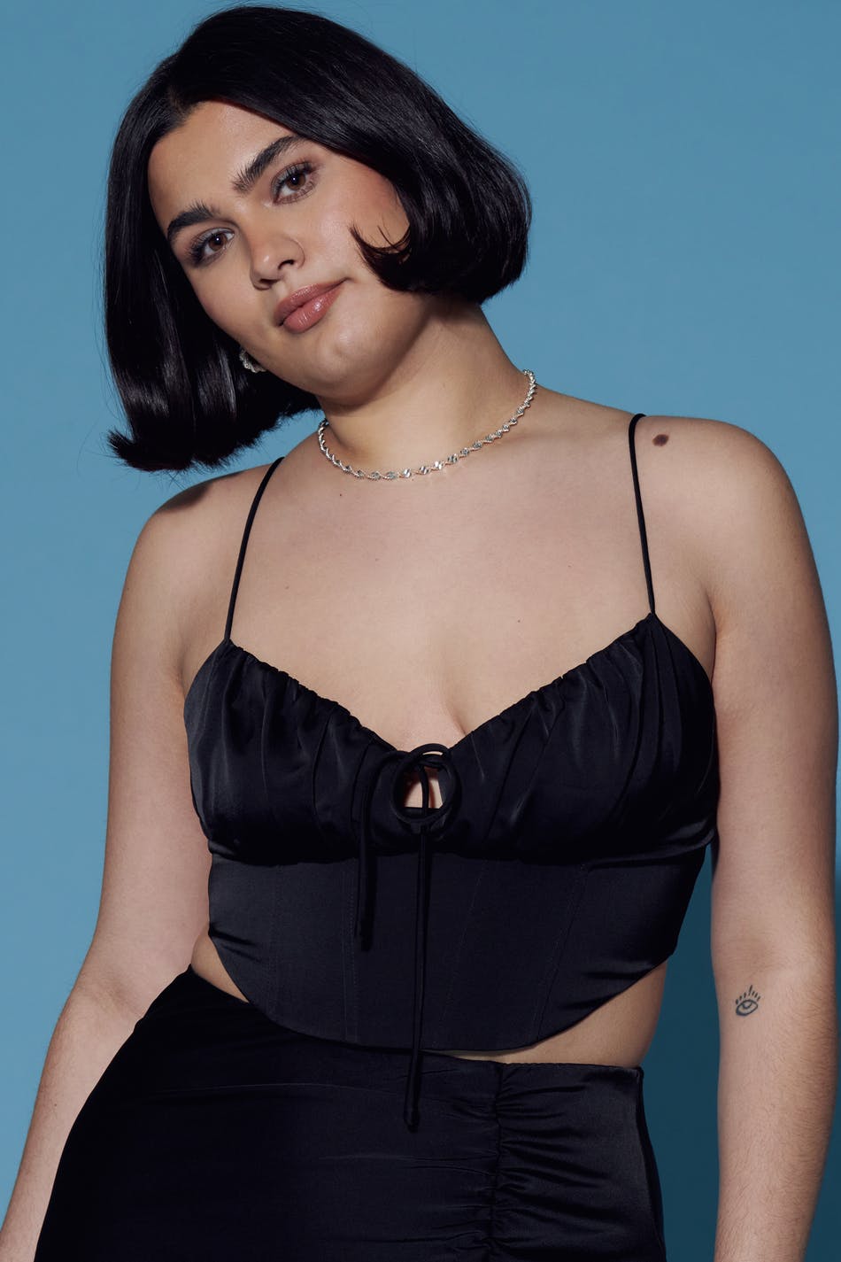 Gathered bust strap top