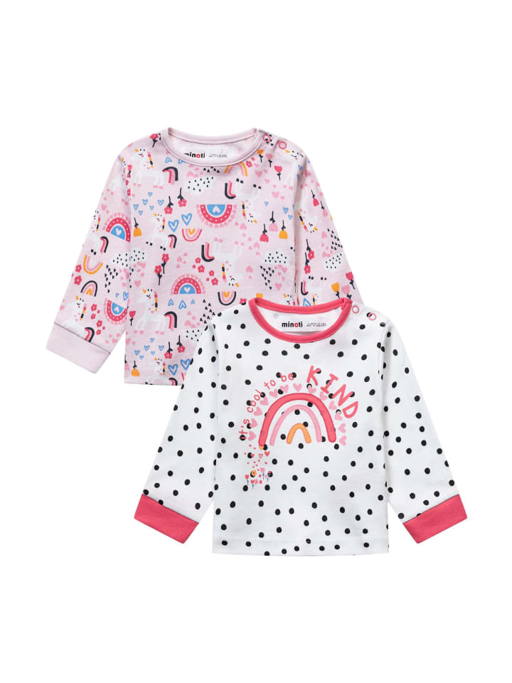 Minoti 2er-Set: Longsleeves Loved 2 in rosa günstig kaufen