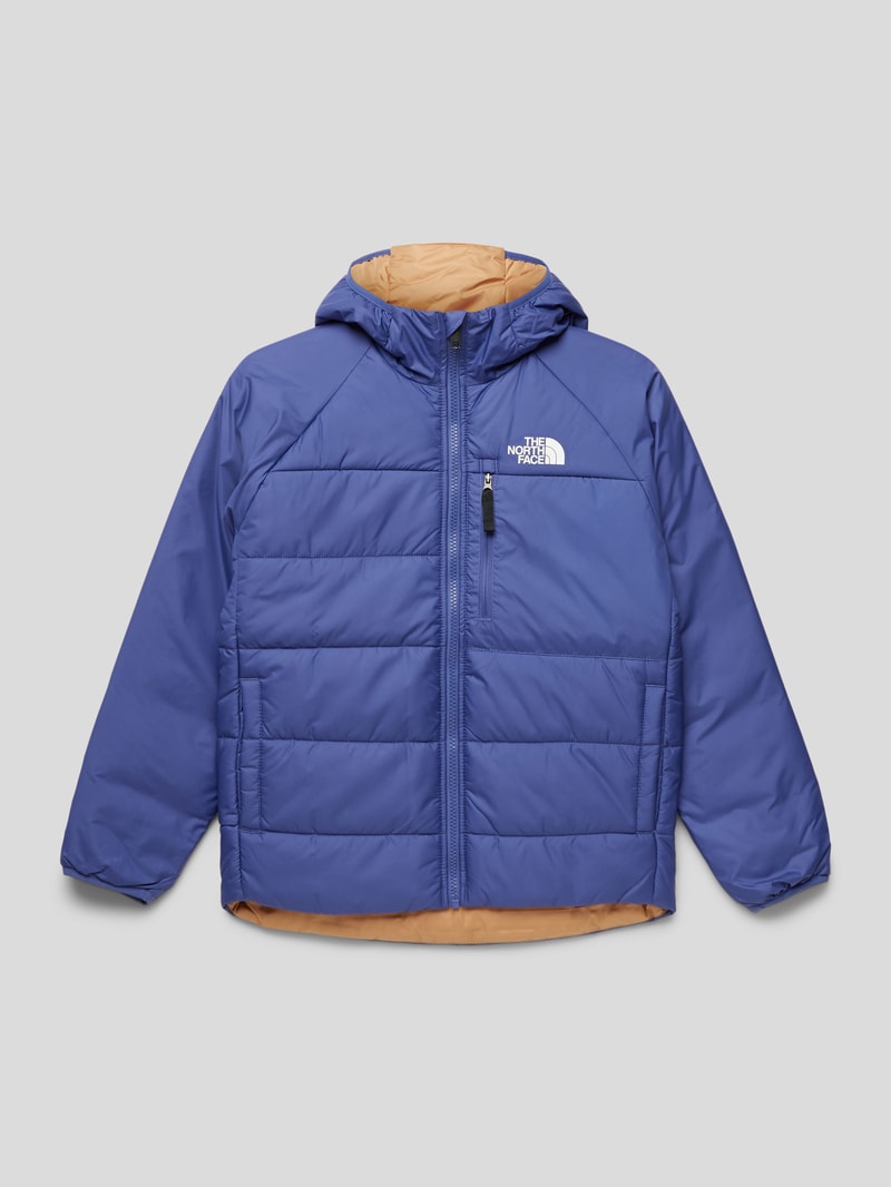 Steppjacke mit Wendefunktion und Label-Print in blau