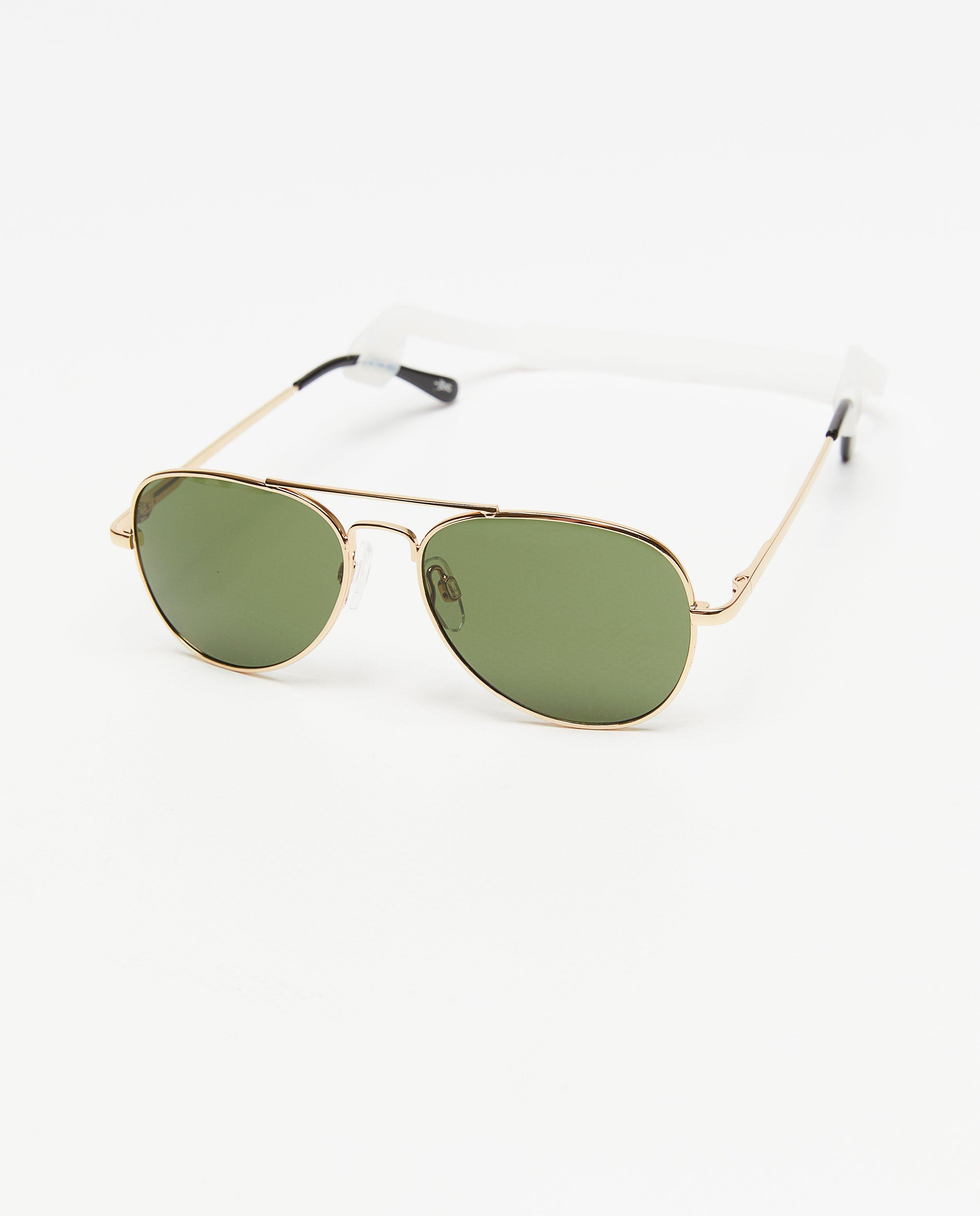 Ochelari de soare aviator aurii cu curea pentru gât, Cuddles and Smiles, galben deschis