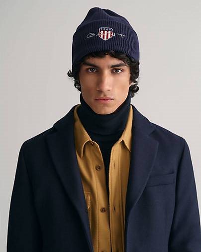GANT Herren Strickmütze mit Wolle ARCHIVE SHIELD COTTON BEANIE