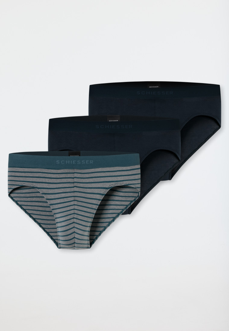 Rio-Slips 3er-Pack Organic Cotton Webgummibund uni/gestreift - 95/5