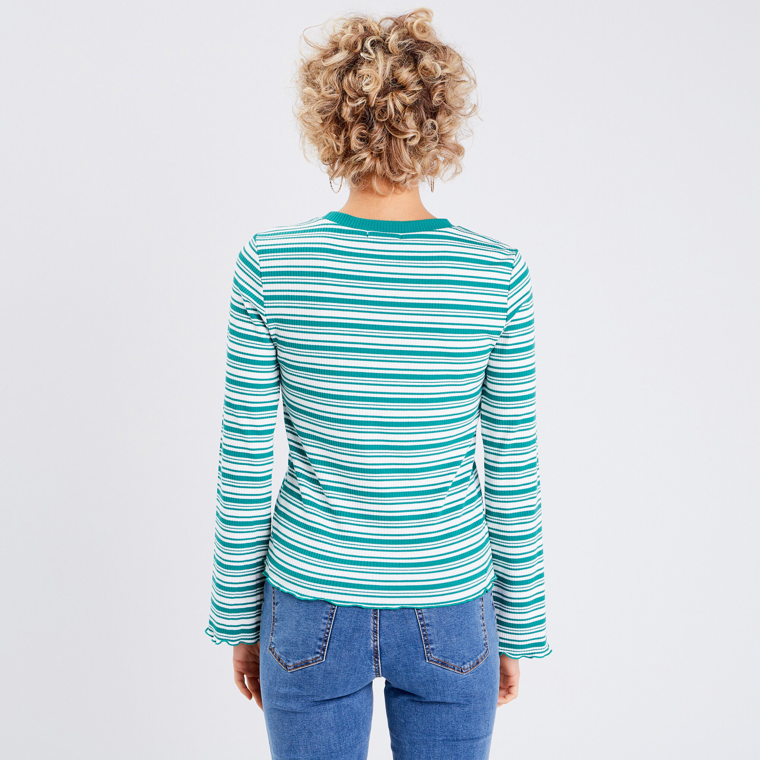 T-shirt manches longues vert femme | Cache Cache