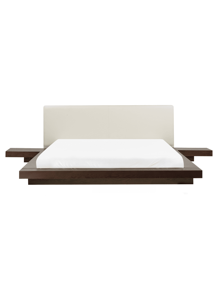 Beliani Doppelbett ZEN in Dunkler Holzfarbton/Weiß - (W) 308 x (H) 86 x (L) 229 cm günstig kaufen onesize