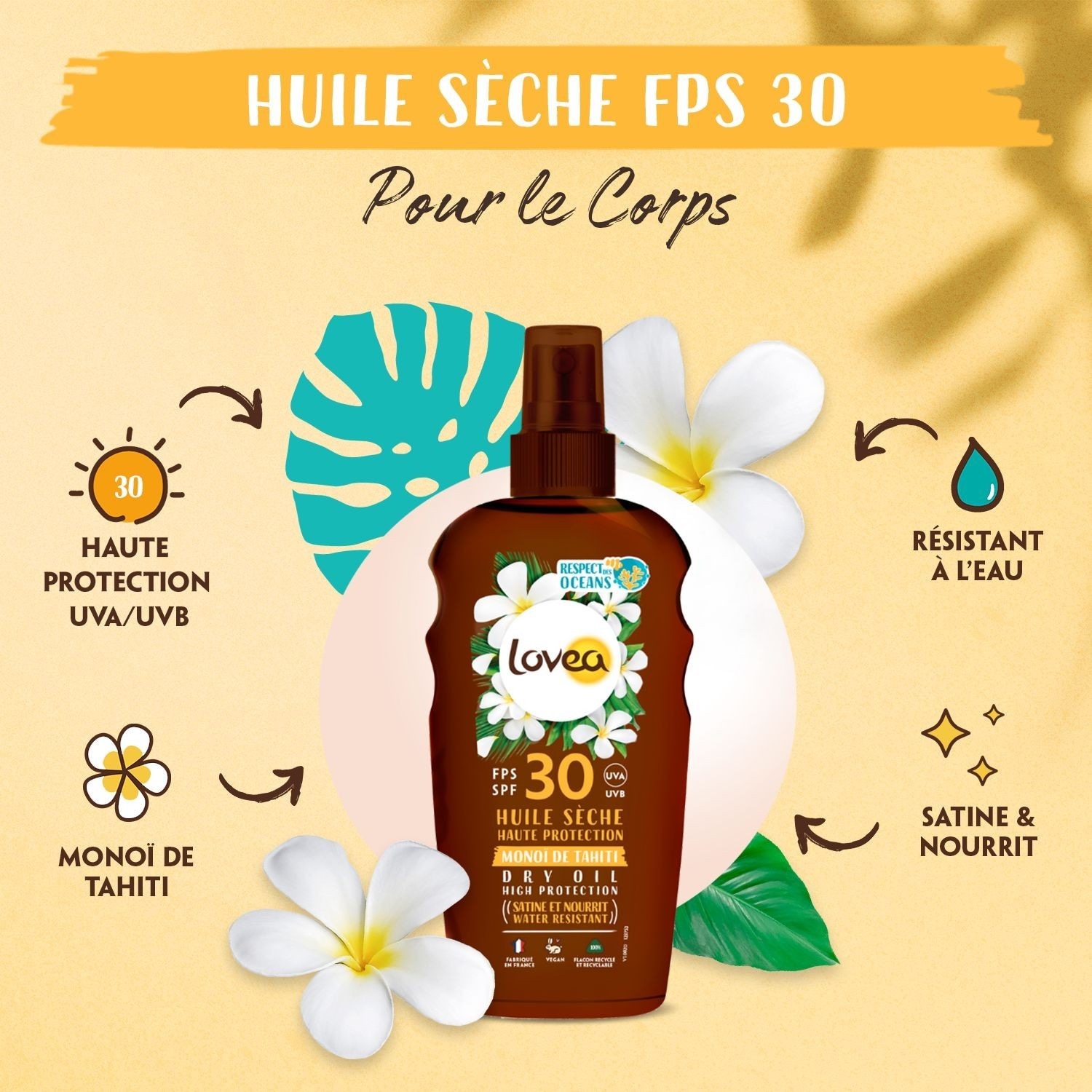 Lovea Dry Oil SPF 30 s vysokou ochranou Tahitian Monoi