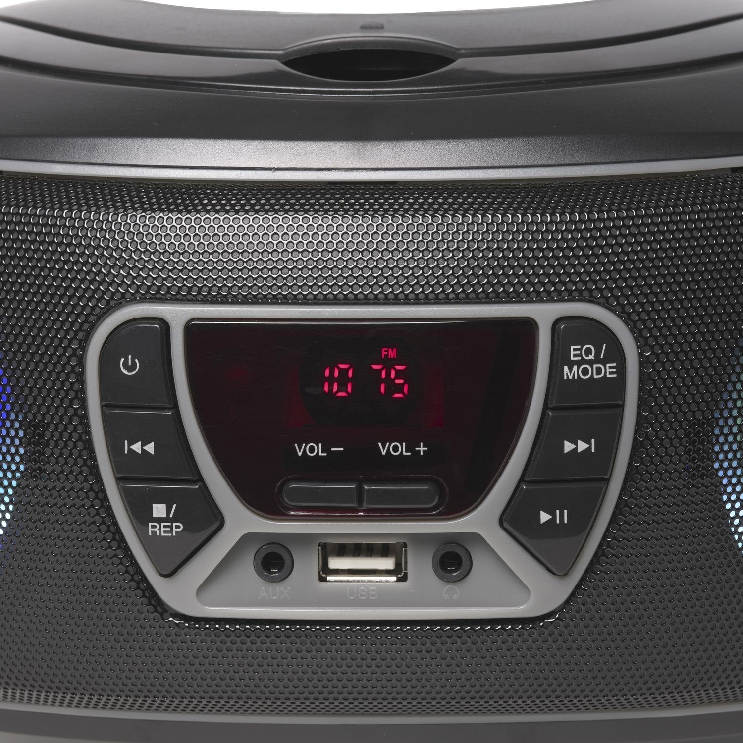 Denver TCL-212BT GREY Boombox (UKW Radio, Bluetooth, USB, AUX-IN, Kopfhörerausgang und LED Partylicht)
