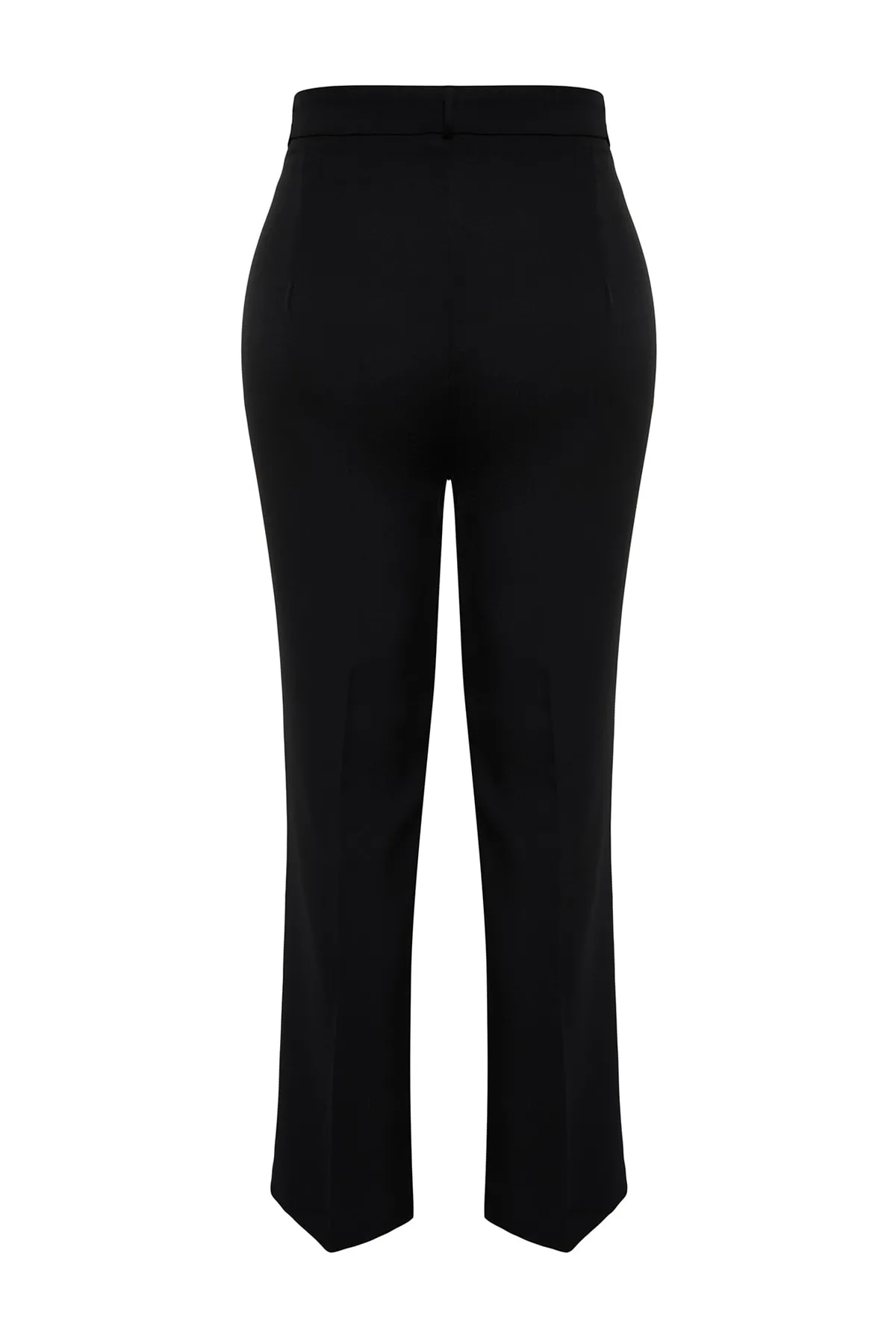 Trendyol Curve  Schwarze Hose mit hoher Taille und gerippten Nähten im spanischen Webstil TBBSS22PL0301