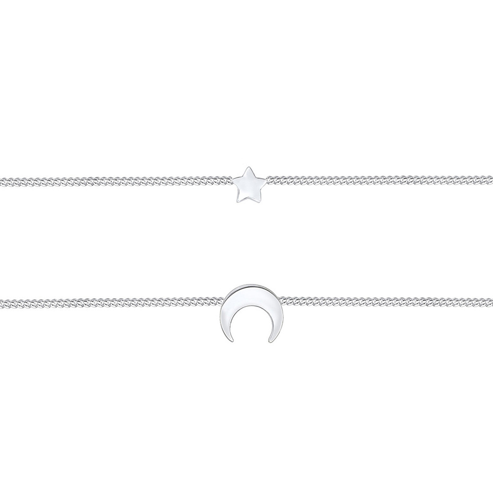 Elli Elli Collier Femmes Choker Couches Astro Demi-Lune Étoiles en Argent Sterling 925 collier