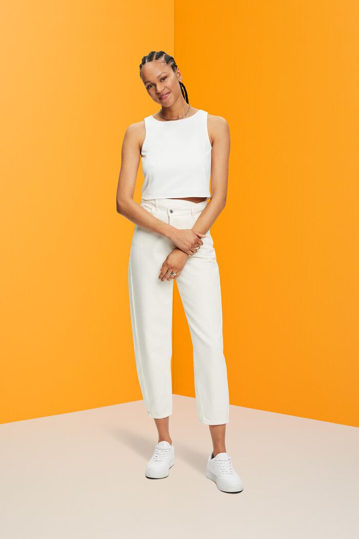 Cropped Top aus Crêpe