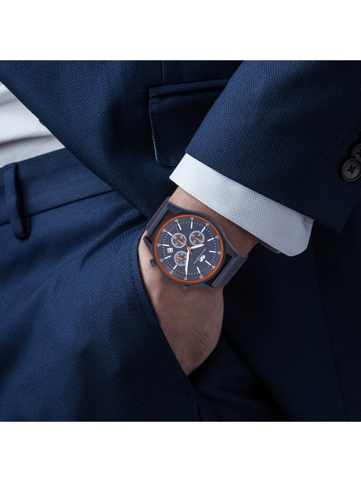 Rhodenwald & Söhne Herren Chronograph blau Edelstahl blau in blau günstig kaufen 23 cm