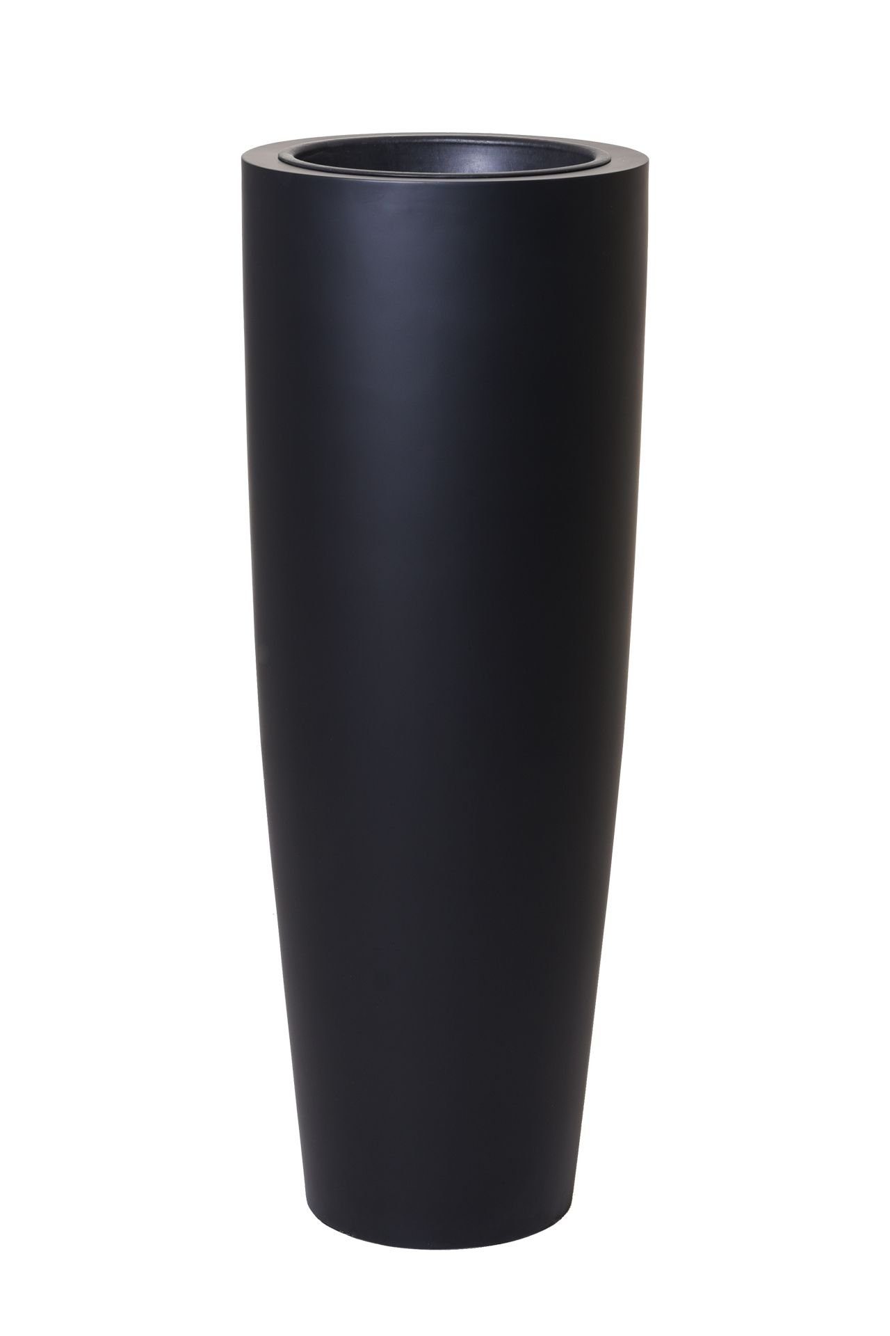 VIVANNO Pflanzkübel Pflanzkübel Pflanzgefäß Fiberglas PILA Schwarz - 37x100 cm