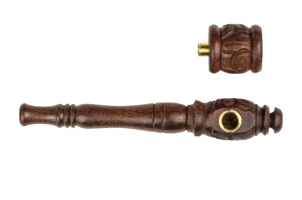 Weedness Handpfeife Holz-Pfeife 10 cm aus Ebenholz handgeschnitzt Tabak Pipe