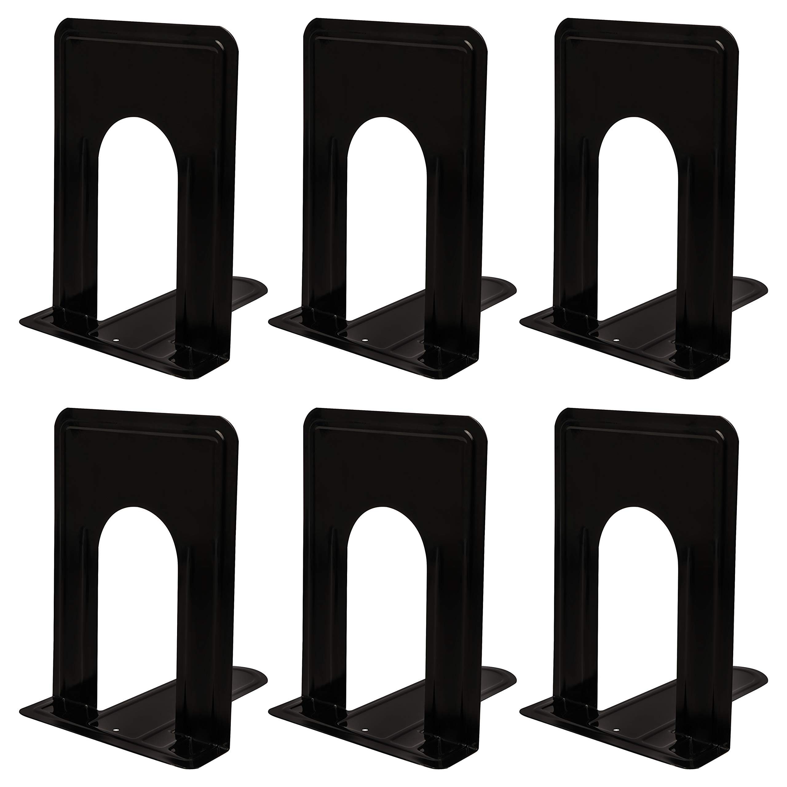 Belle Vous Zeitungsständer Schwarze Buchstützen (3 Paare) zur rutschfesten Aufbewahrung, Black Bookends (3 Pairs) for Non-Slip Storage