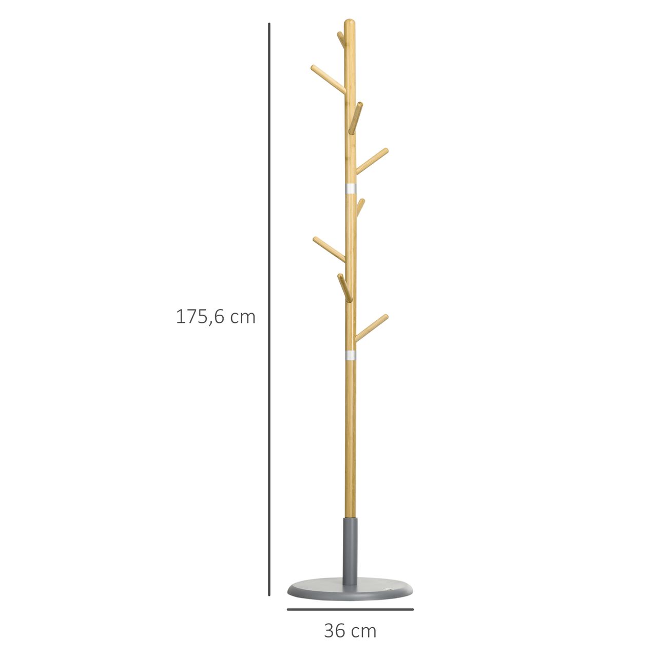 HOMCOM Garderobenständer Standgarderobe 175,6cm Kleiderständer mit 8 Haken