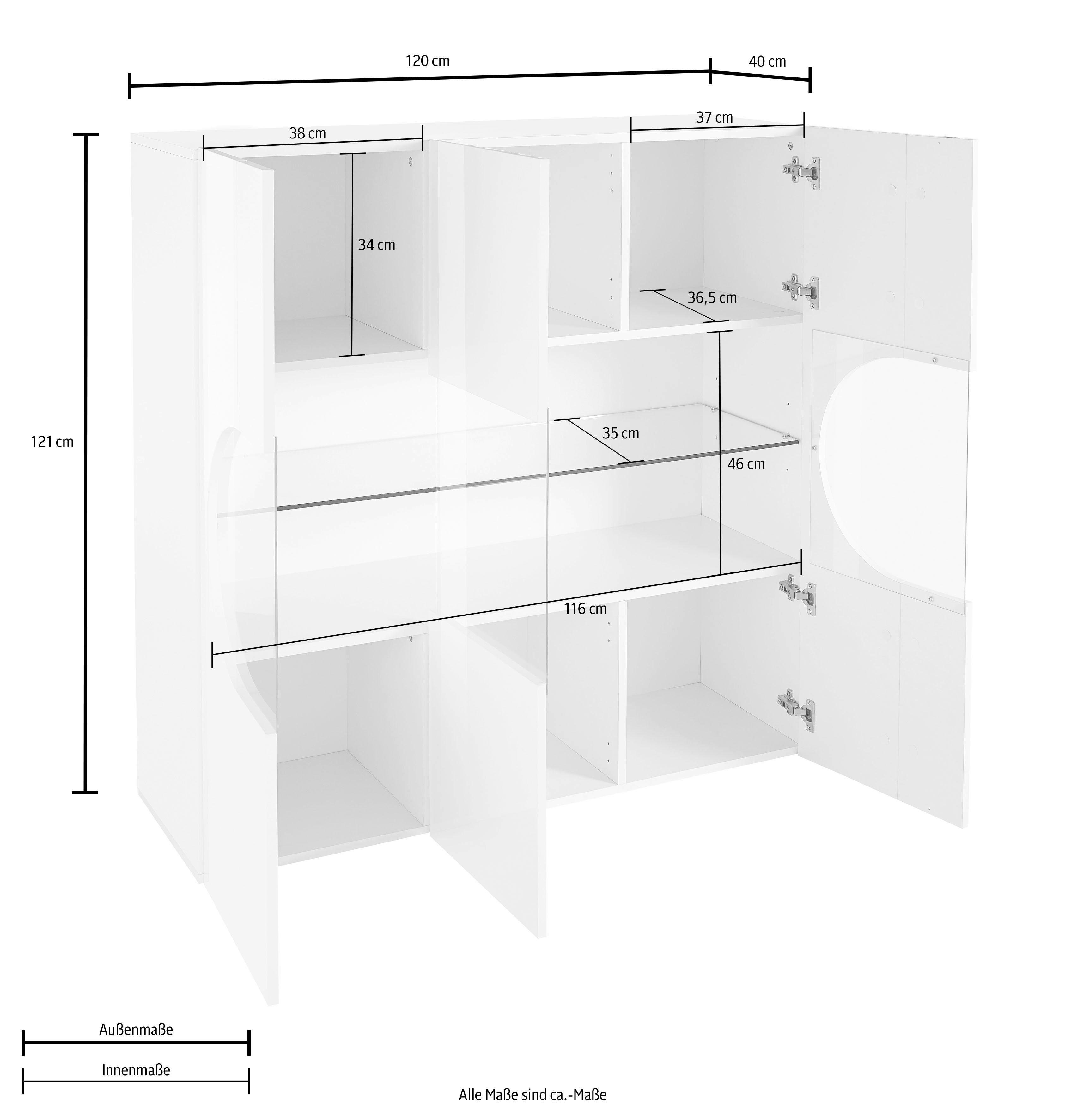 Tecnos Highboard Real, Höhe 121 cm