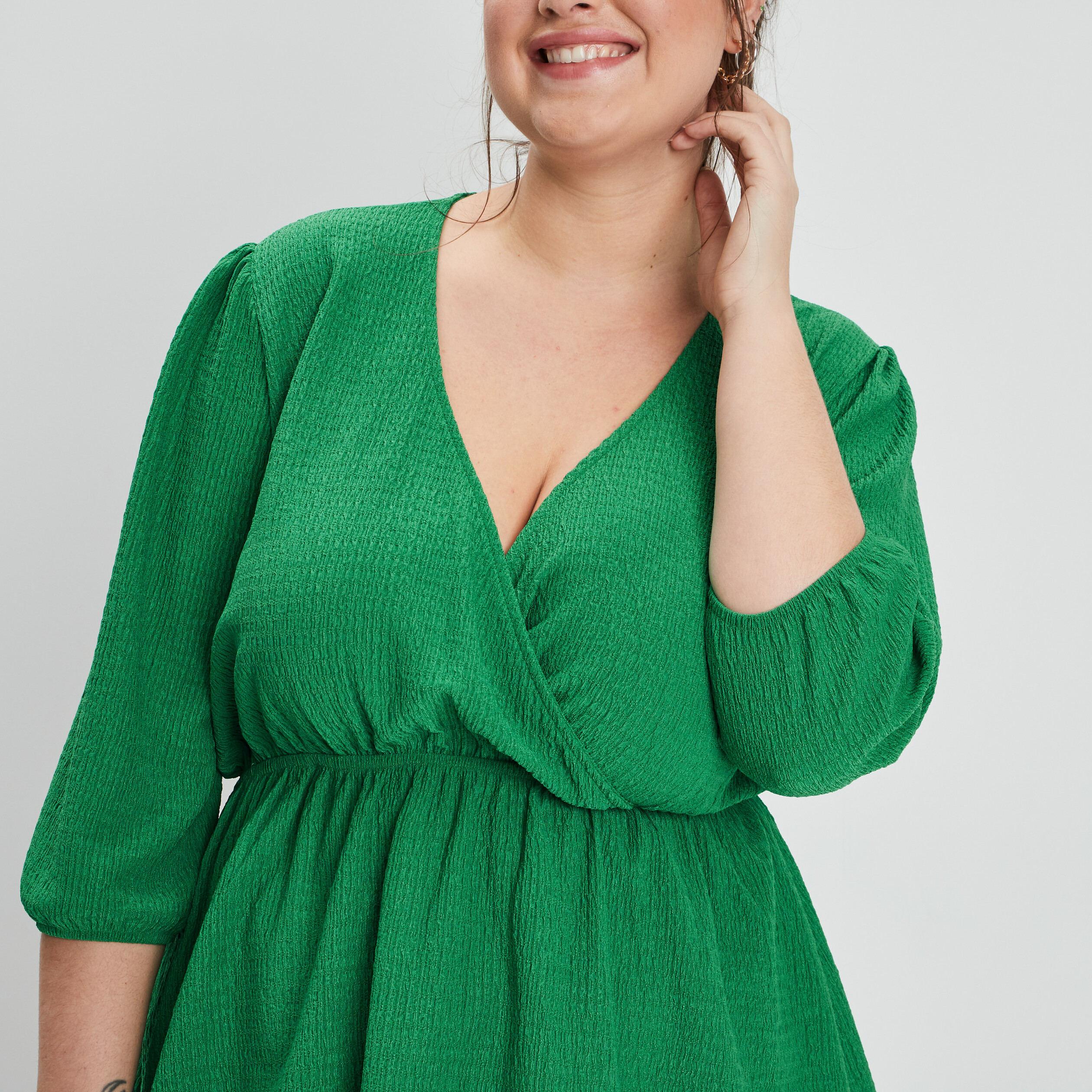 Blouse manches 3 4 vert femme grande taille | La Halle
