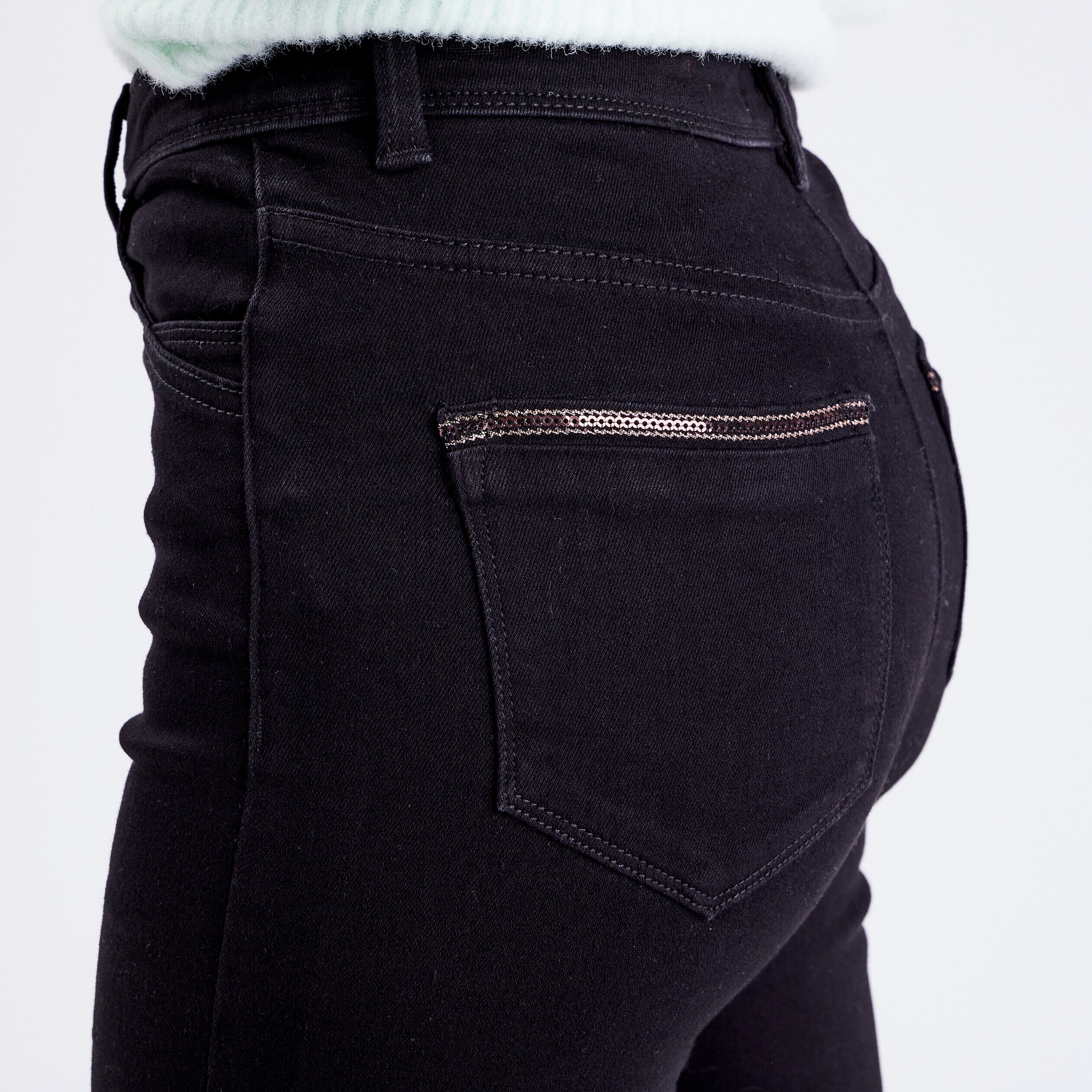 Jeans regular taille haute denim noir femme | Cache Cache