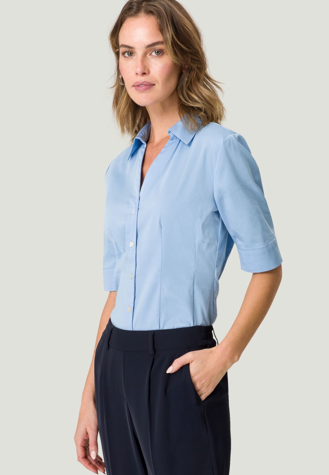 Hemdbluse halbarm mit Stretch