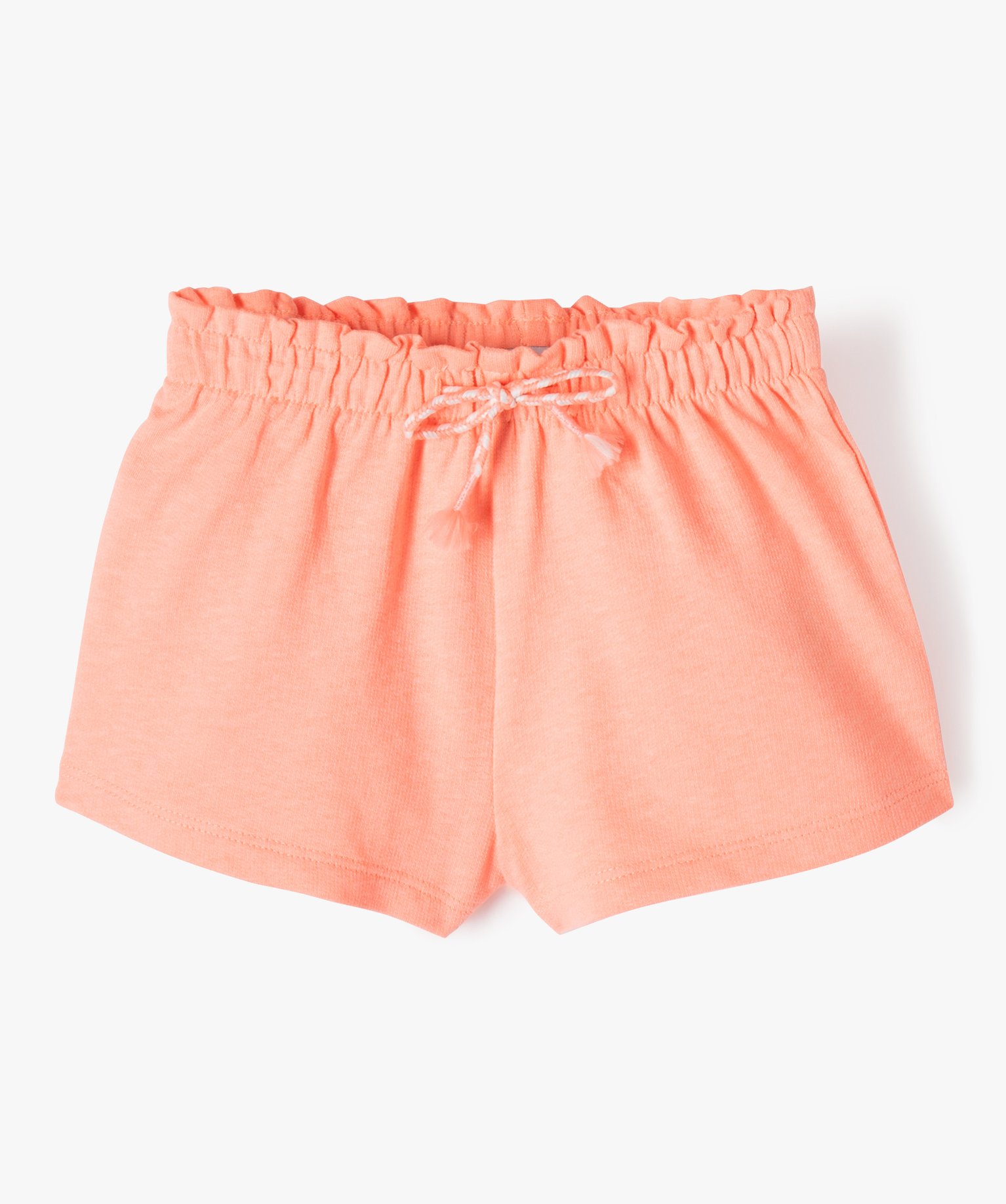 Short bébé fille avec taille élastique froncée rose | GEMO