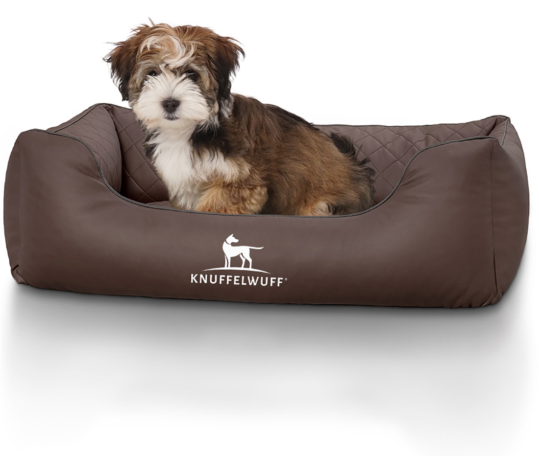 Knuffelwuff Hundebetten Knuffelwuff Hundebett Milan aus laser-gestepptem Kunstleder braun M-L