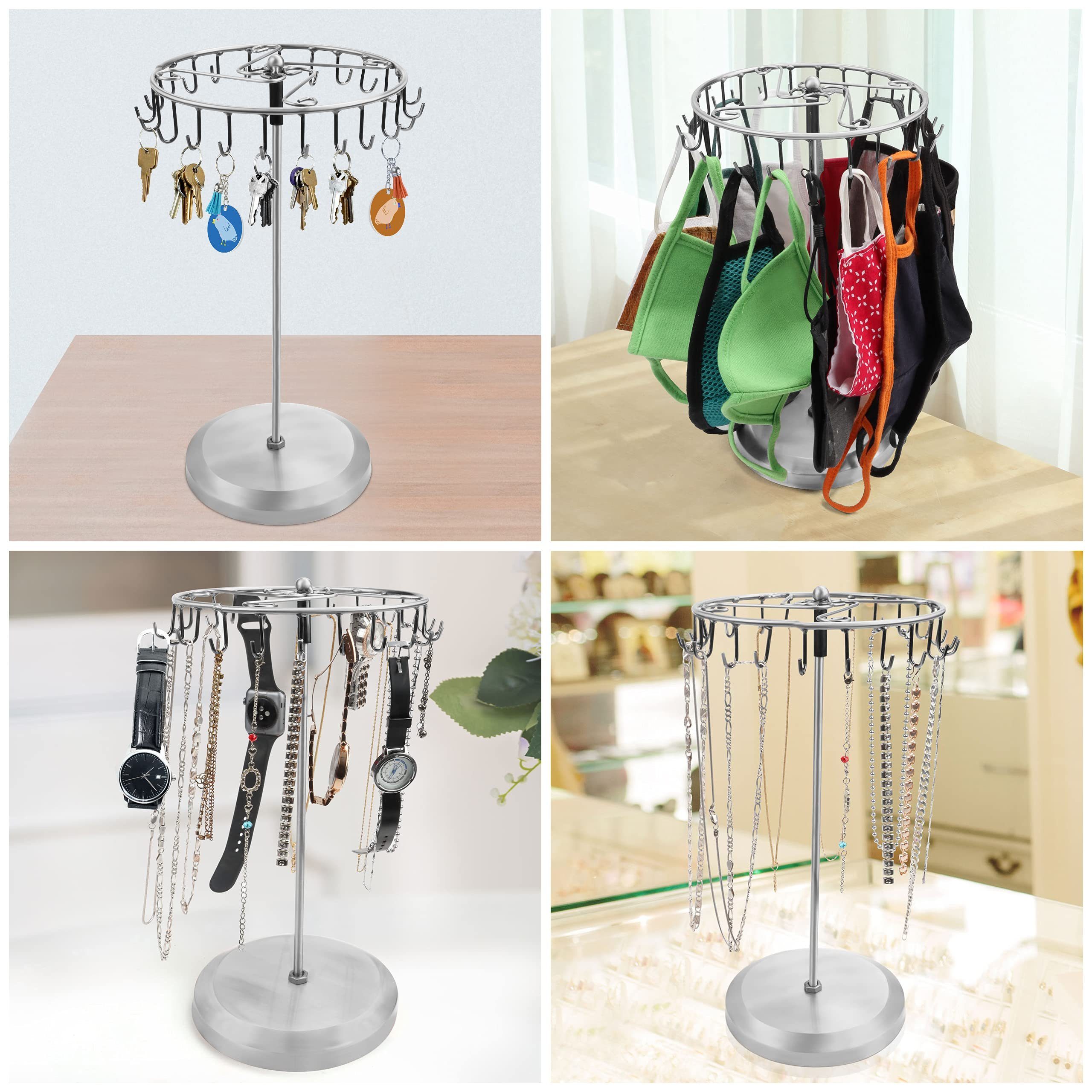 Belle Vous Schmuckständer Drehbarer Schmuckständer (23 Haken) - H34.8 x B20.5 cm, Rotating Jewelry Stand (23 Hooks) - H34.8 x W20.5 cm