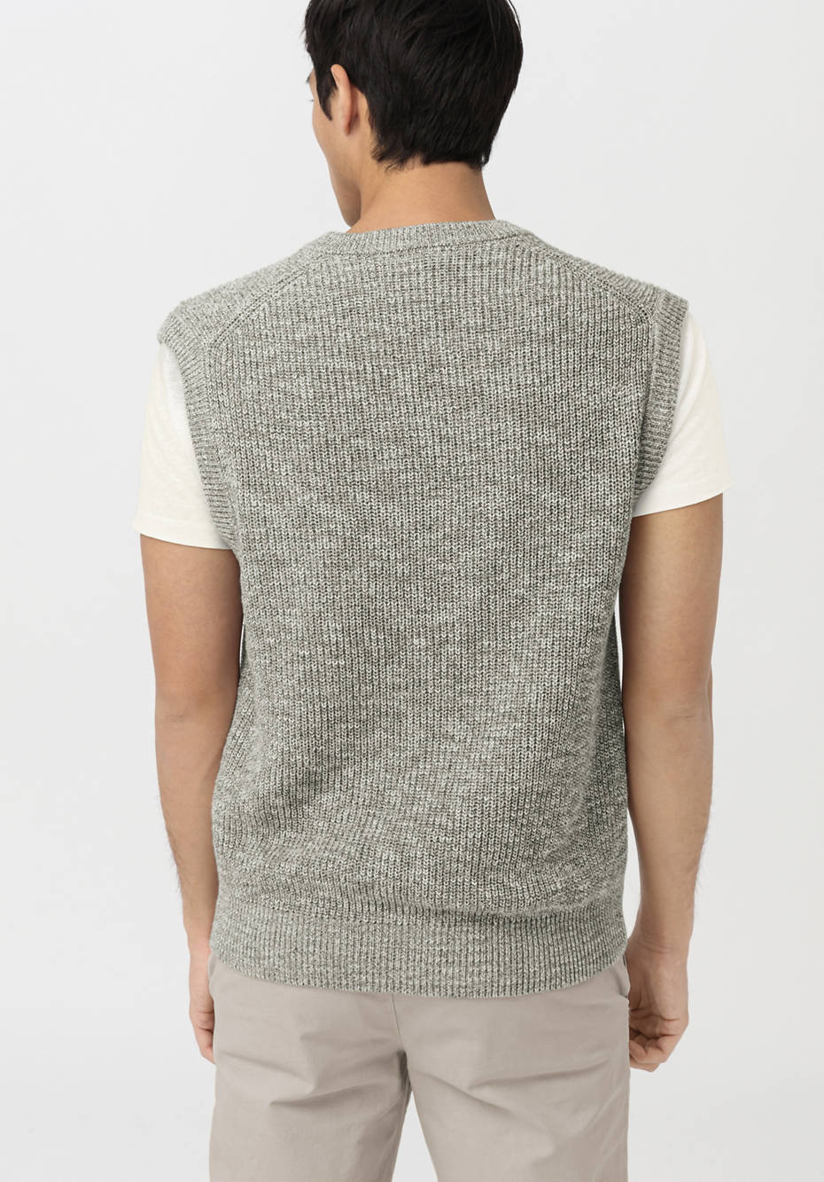 V-Neck-Pullunder aus Bio-Baumwolle mit Leinen