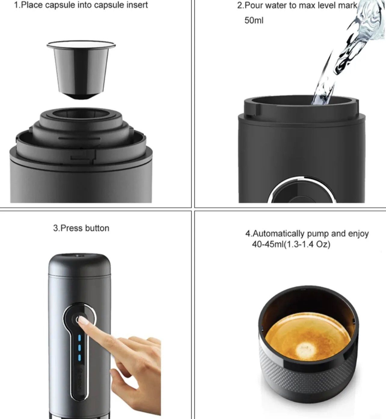 CONQUECO Kaffeebereiter CONQUECO TRAGBARE ESPRESSO MASCHINE