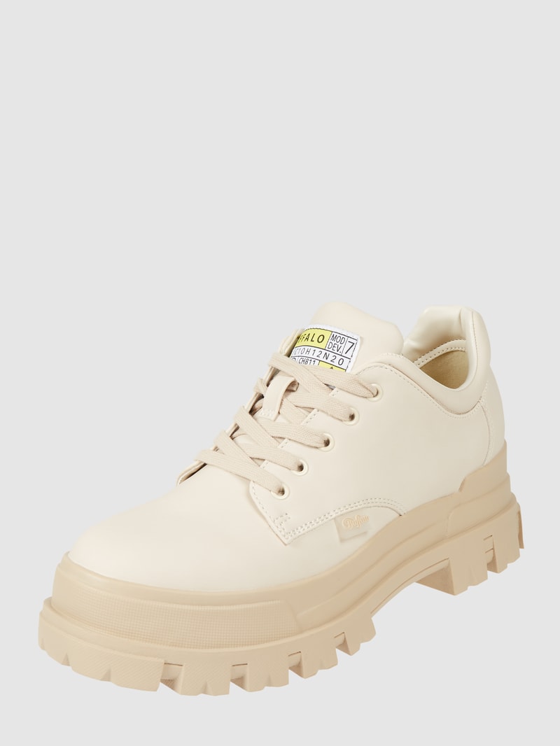 Schnürschuhe in Leder-Optik Modell 'Aspha' in beige