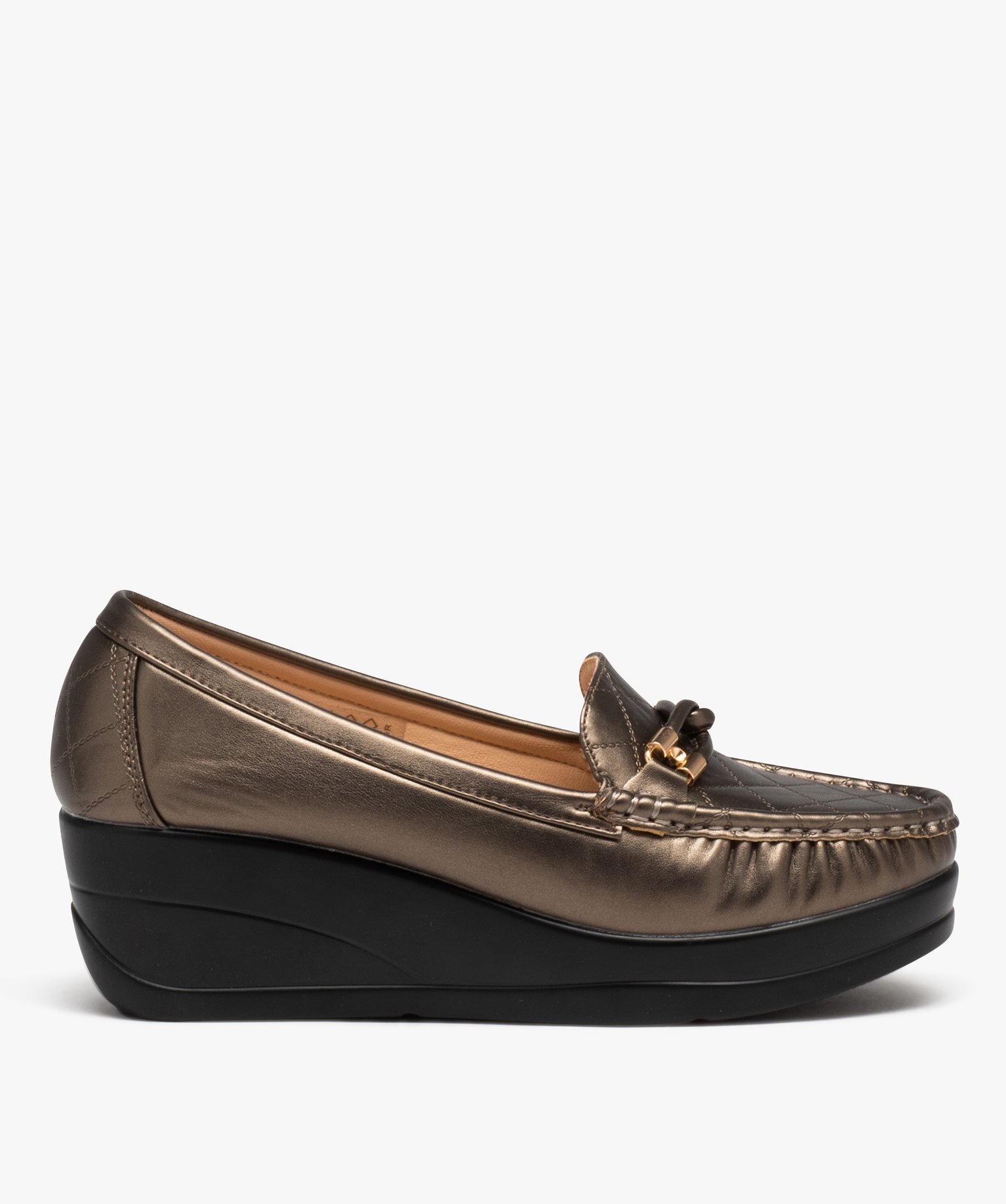 Mocassins femme confort dessus uni effet métallisé à seme... bronze | GEMO