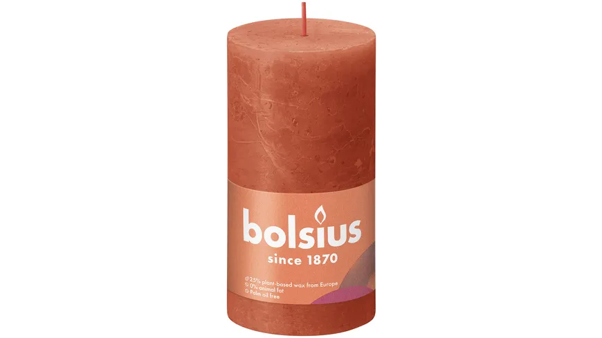 bolsius Rustikkerze Shine Naturwax 13/6,8cm Herbstliches Orange