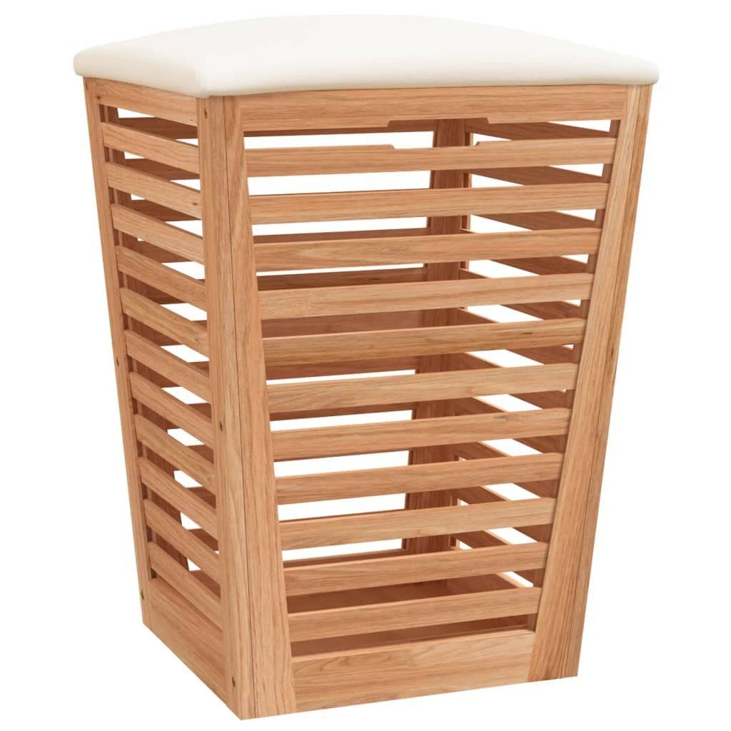 vidaXL Wäschekorb Badhocker 40,5x40,5x56 cm Massivholz Nussbaum