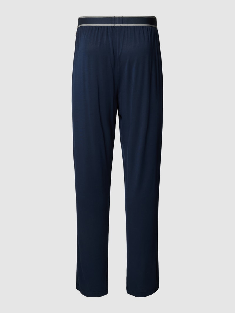 Pyjama-Hose mit elastischem Logo-Bund in dunkelblau