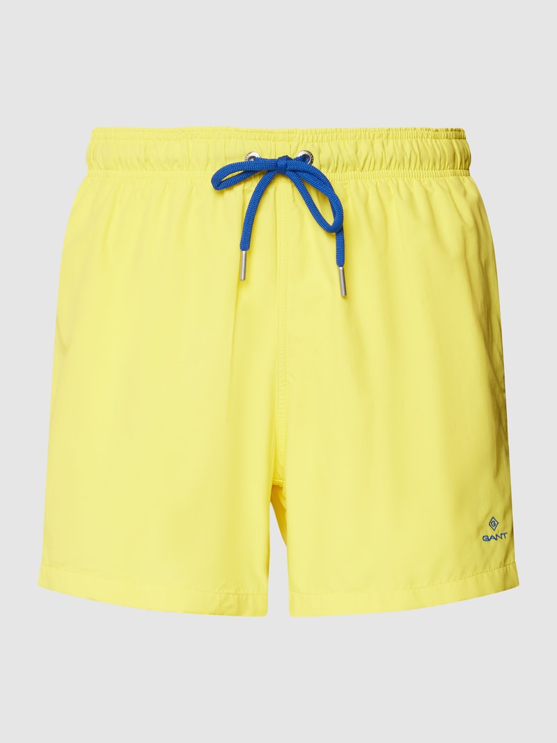 Badehose mit Label-Stitching in gelb