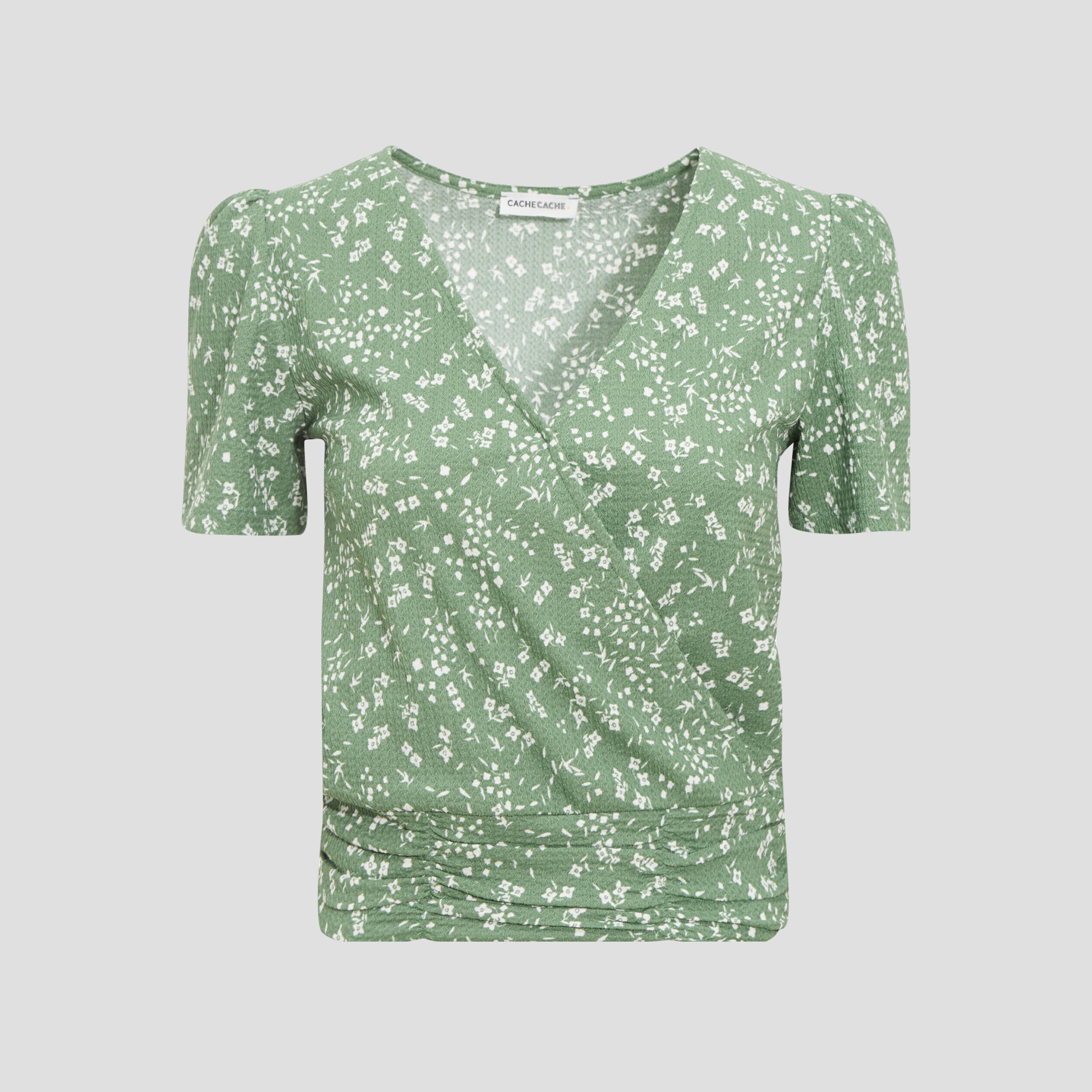Blouse manches courtes vert femme | Cache Cache