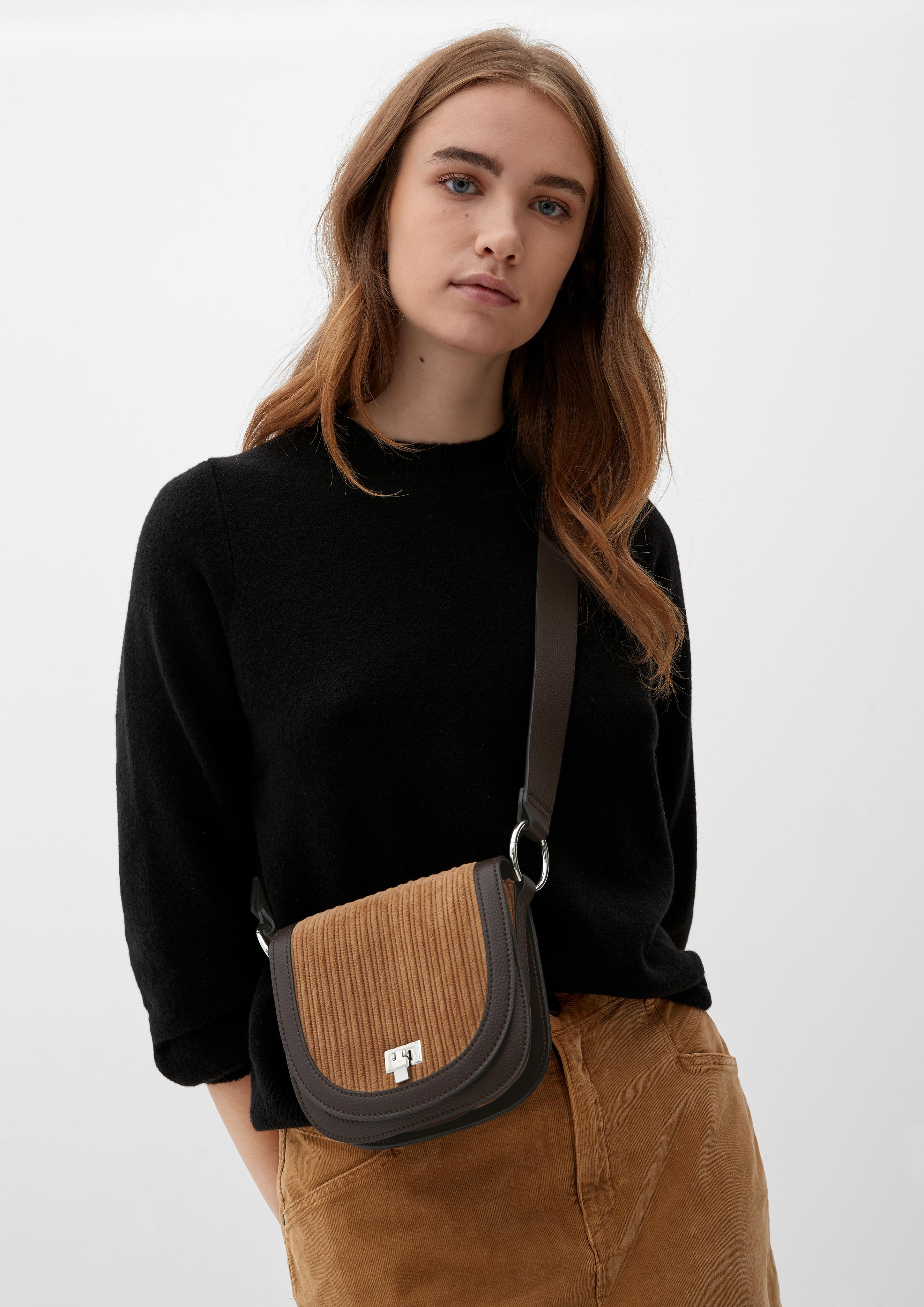 Kleine Tasche aus Cord und Lederimitat  2122246-8469