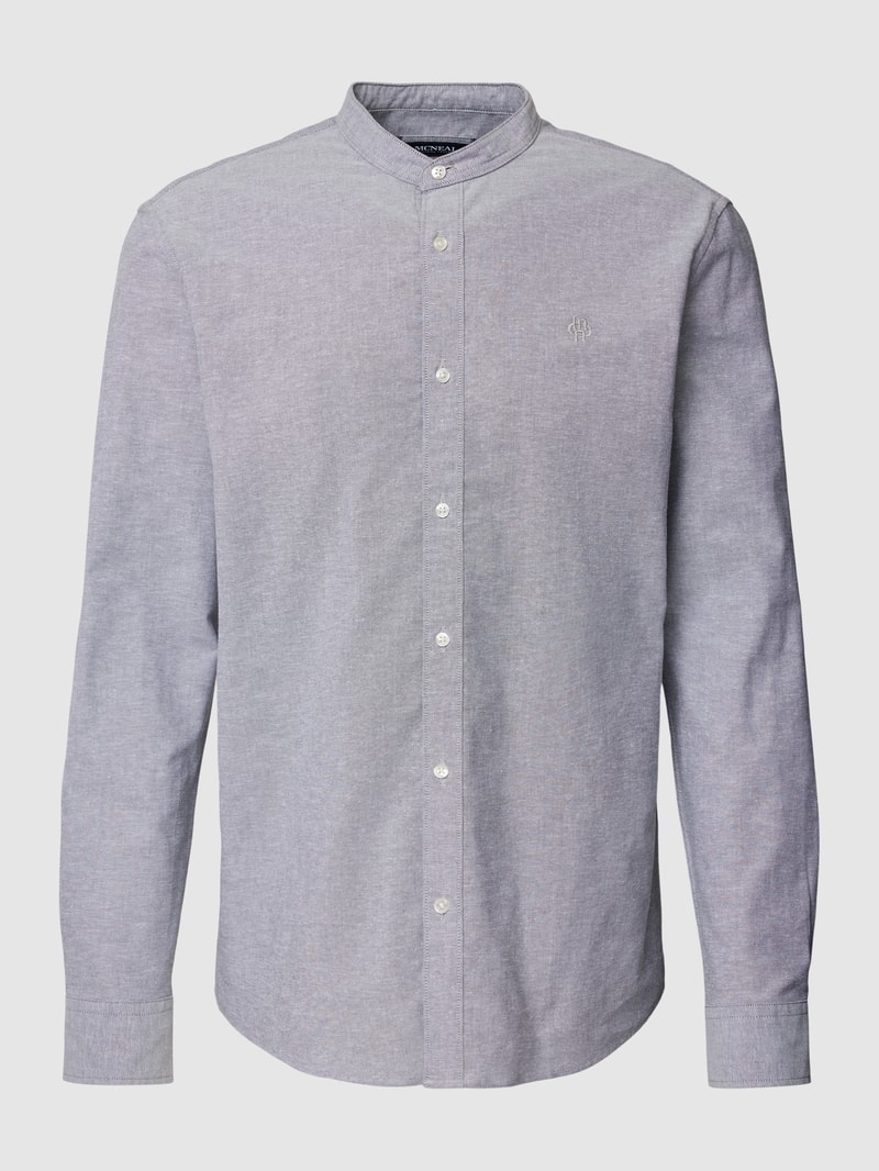 Freizeithemd mit Label-Stitching in dunkelgrau