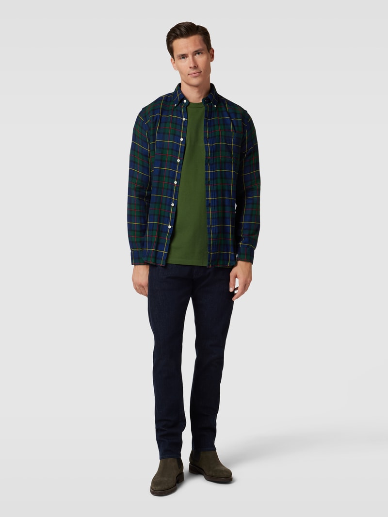 Custom Fit Freizeithemd mit Tartan-Karo in marineblau