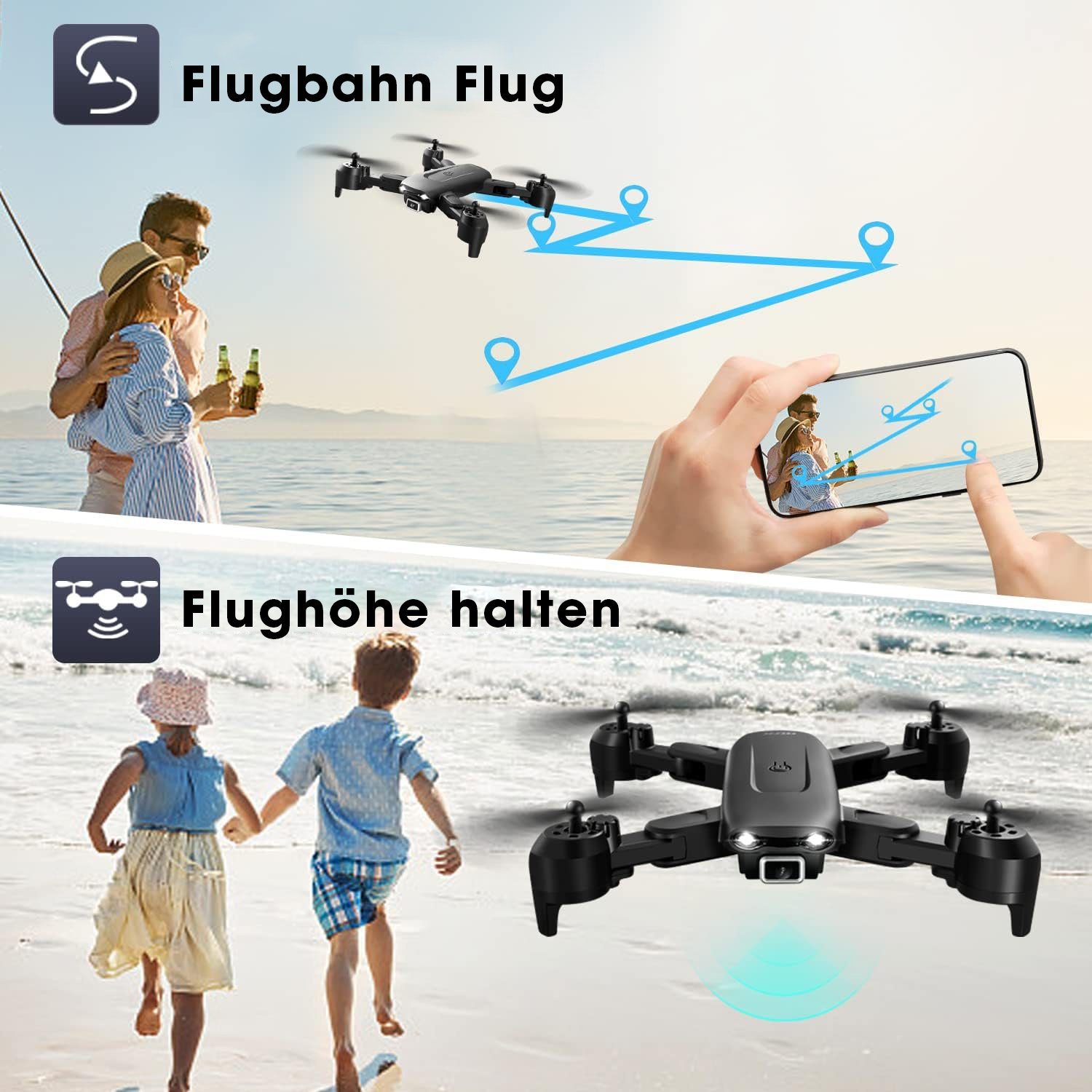 4DRC V12 Hubschrauber-Drohne Spielzeug-Drohne (1080p Full HD, faltbares Mini-RC-Quadcopter-Spielzeug)
