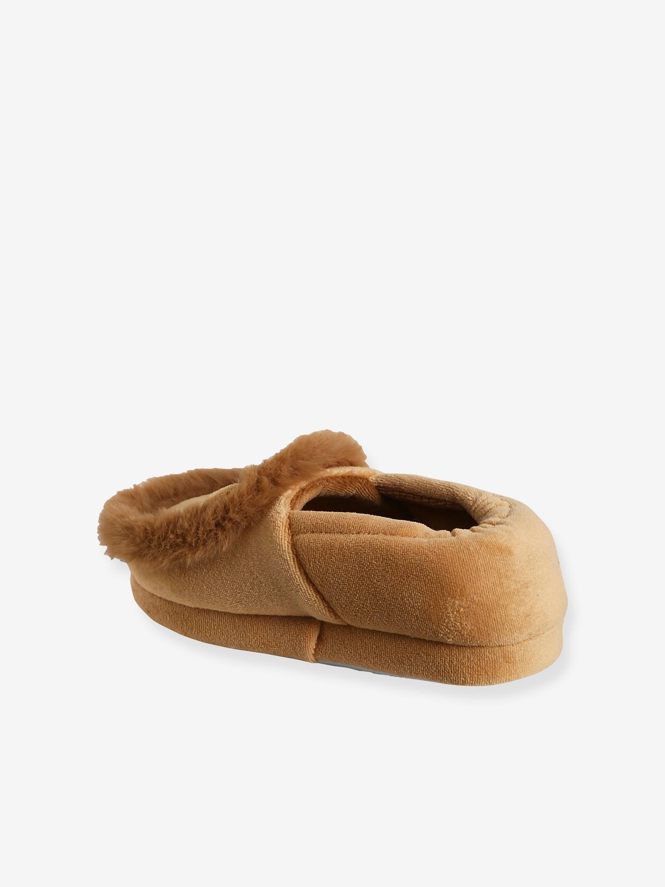 Chaussons intérieur velours enfant lion cappuccino