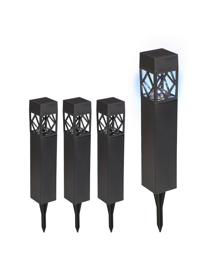 relaxdays 4 x Solarlampe in Schwarz günstig kaufen onesize