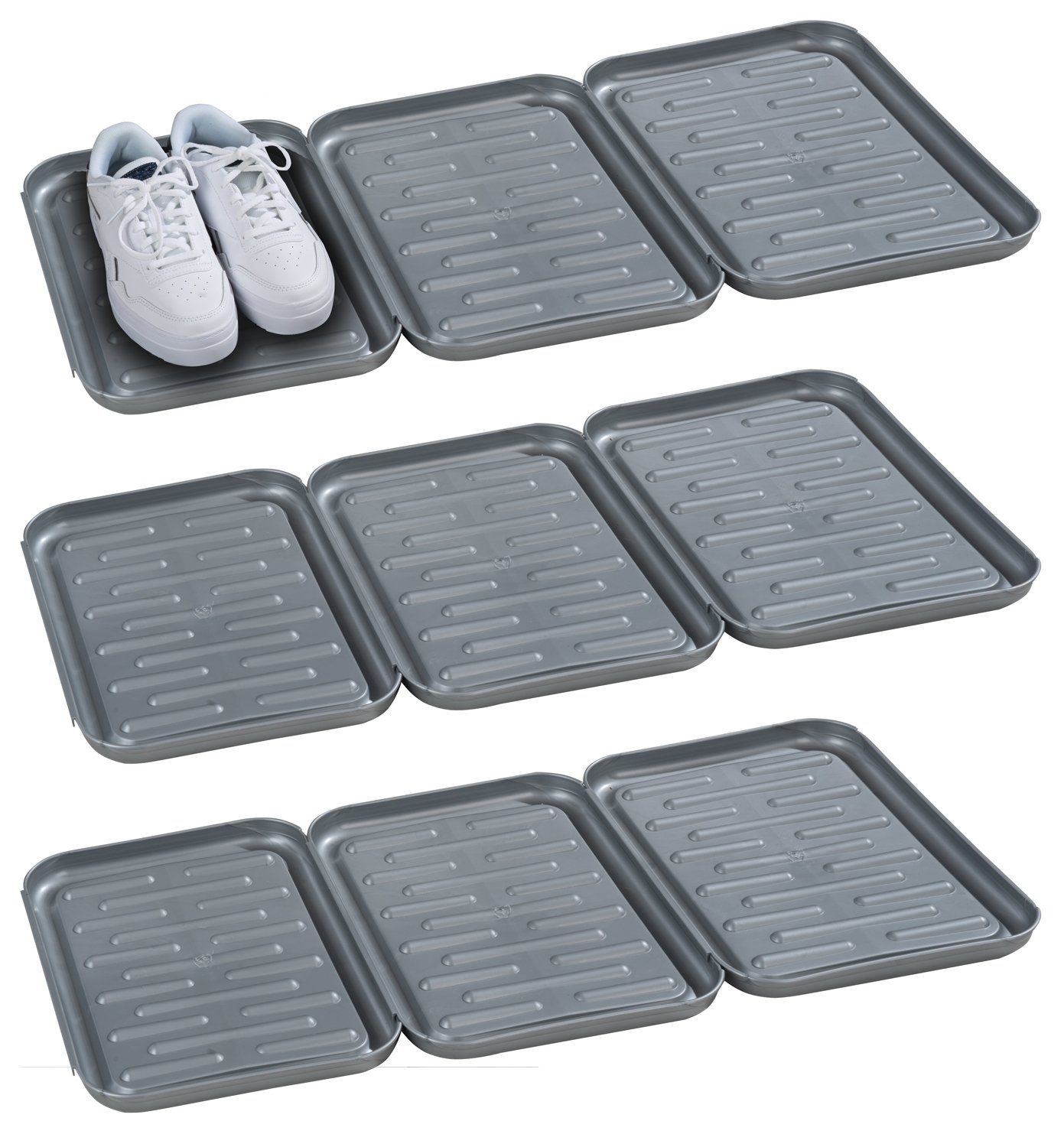 Schuhabtropfschale JULIAN, 9er Set, Grau, starrer Kunststoff, je B 27 x T 35 cm