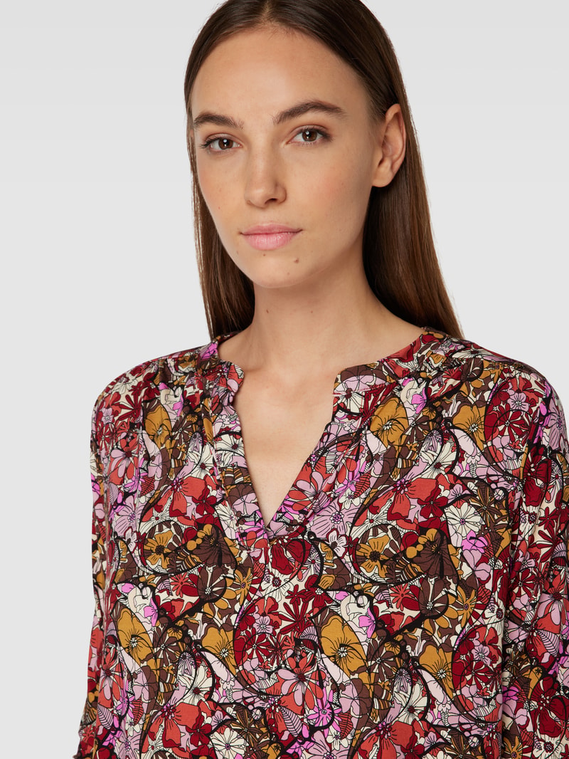 T-Shirt mit floralem Muster Modell 'MARICA' in bordeaux rot