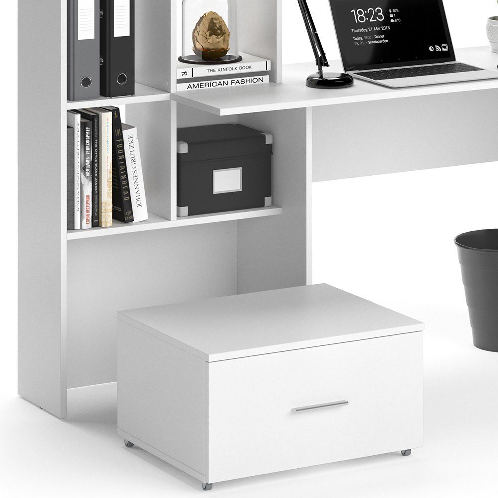 Vicco Schreibtisch Computertisch Bürotisch Regal Schublade Arbeitstisch LORIS Weiß