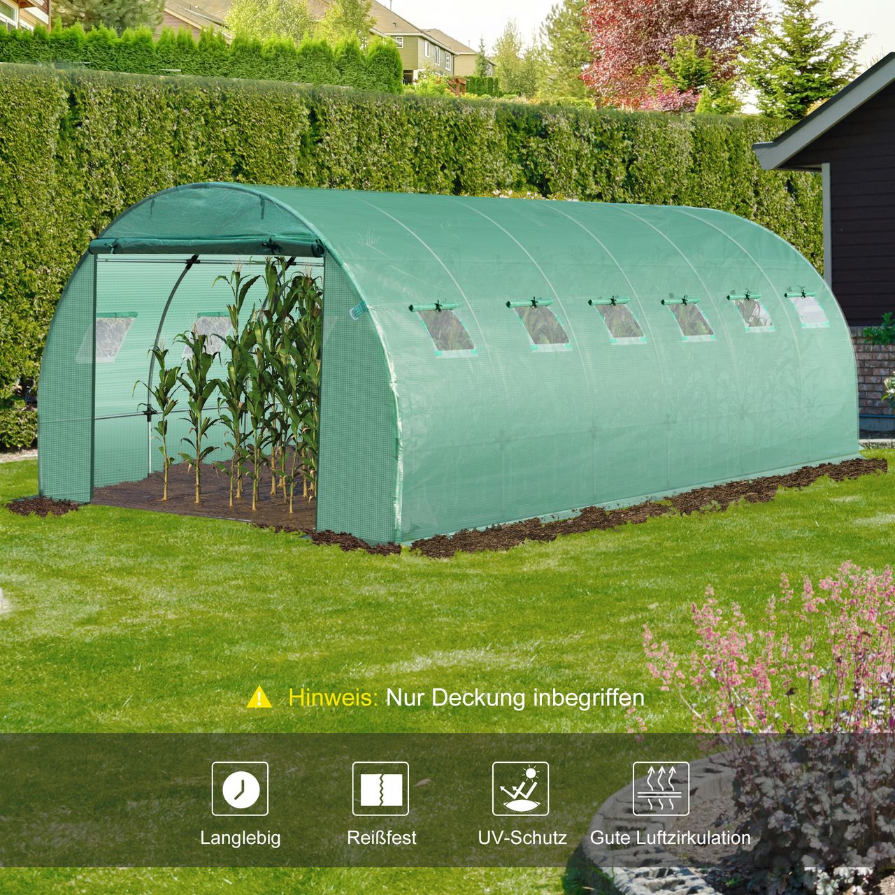 Outsunny Polyethylenfolie 6x3x2m Ersatzfolie mit 12 Fenster für Folientunnel